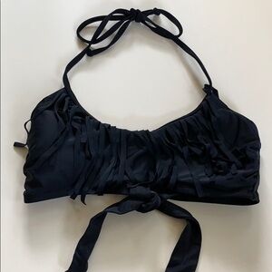 Xhilaration Black Halter Fringe Bikini Top